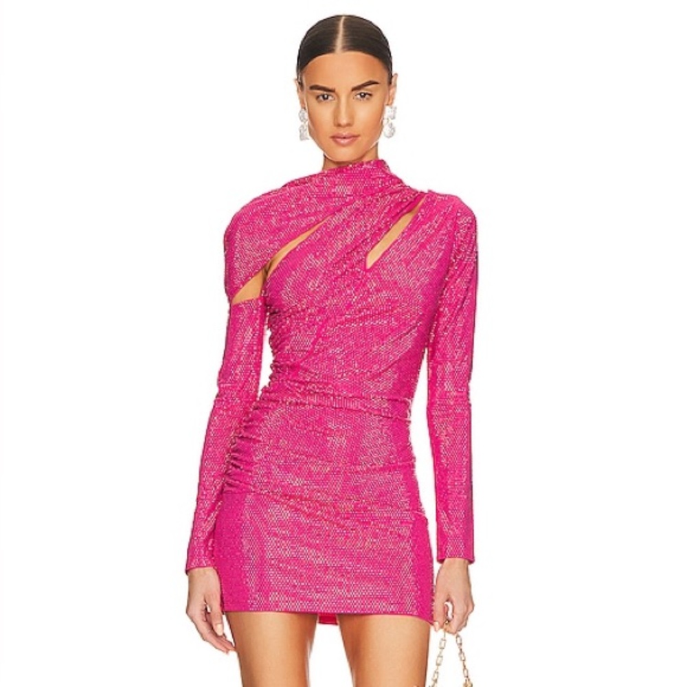 Cult Gaia Nicole Pink Long Sleeve Cut Out Dress Medium